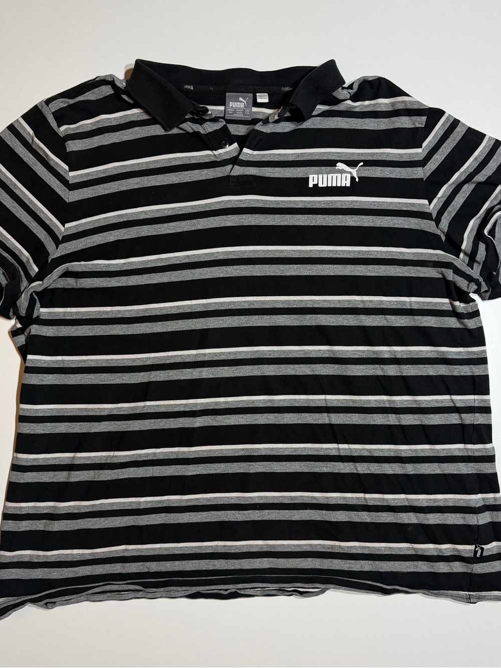 Puma Men’s Black & Gray Striped Polo